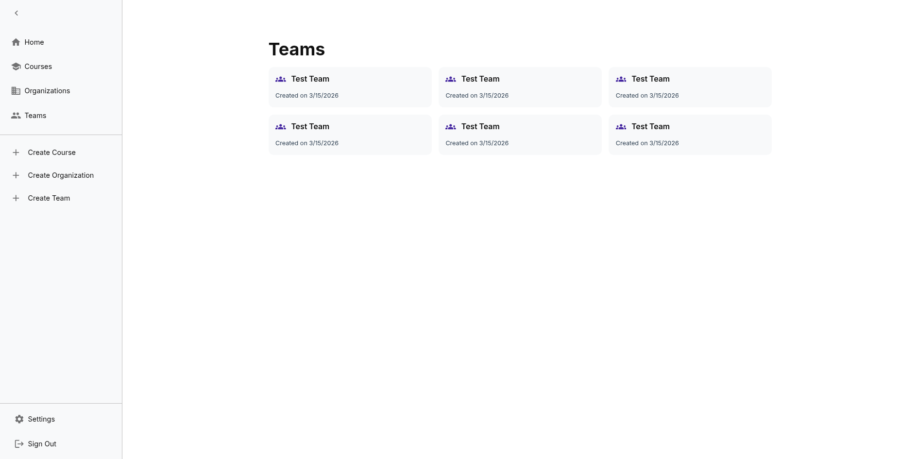 Teams Page